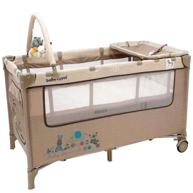Patut pliabil Bebe Royal cu 2 nivele Crem
